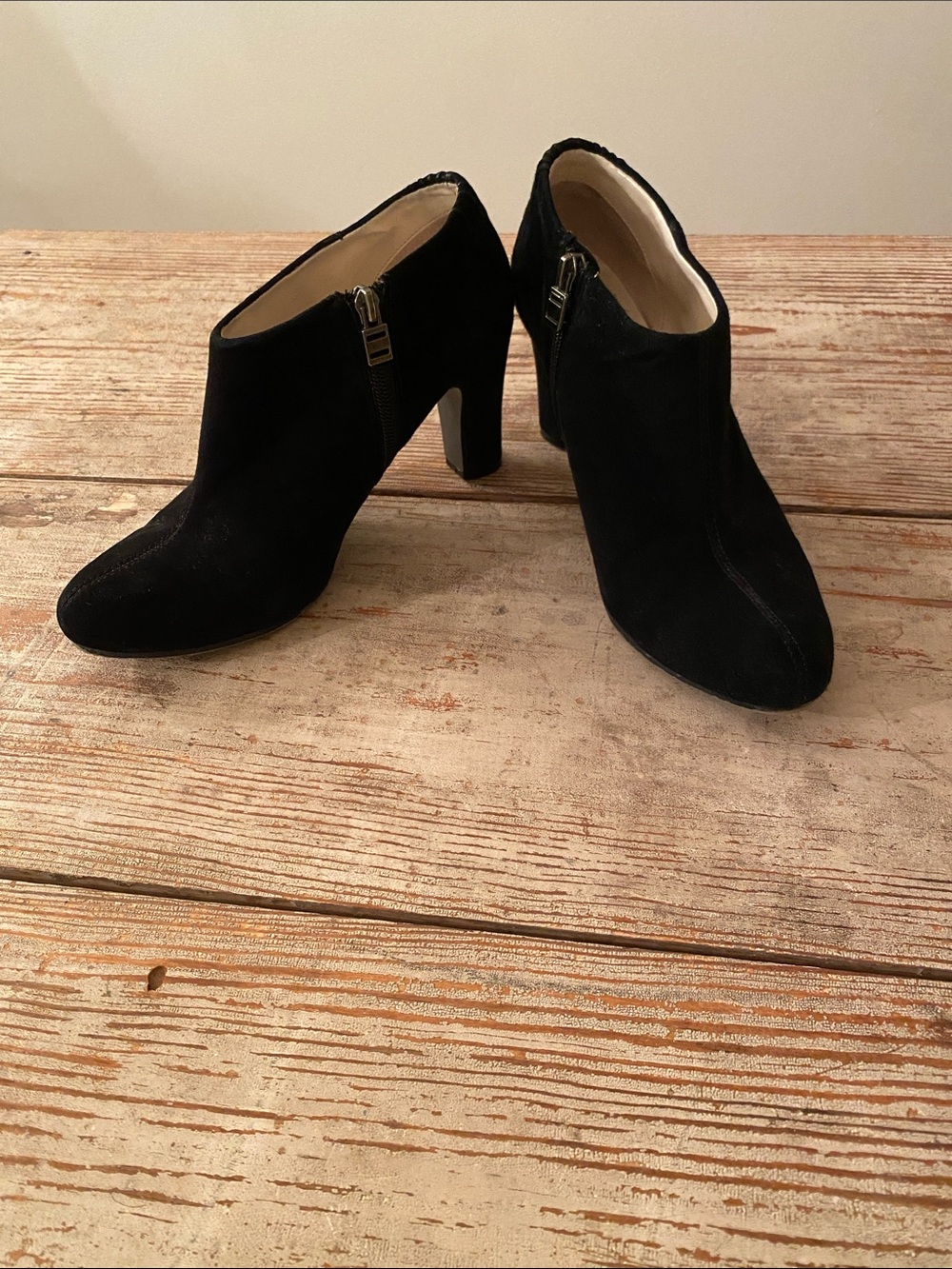 Nine West Black Suede Ankle Booties with Side Zip